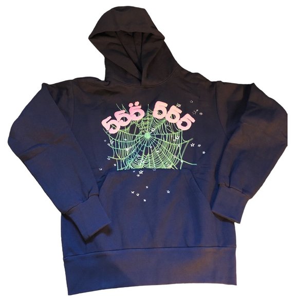 SP5DER Angel Number Hoodie Navy